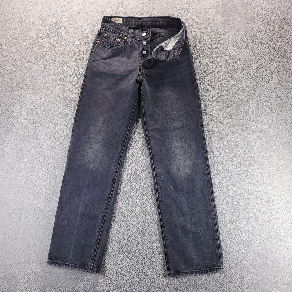 Levi's Jeans Women 24 Gray 501 90s High Rise Straight Charcoal Denim A1959-0022